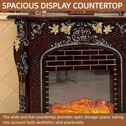 Aihm-Lon Vintage Electric Fireplace Includes 3D Carvings & Hexagonal Textures 59”