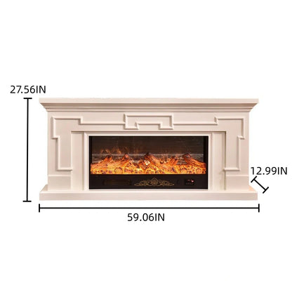 Aihm-Lon Modern Electric Fireplace with Mantel Includes White Polygonal Line 59”