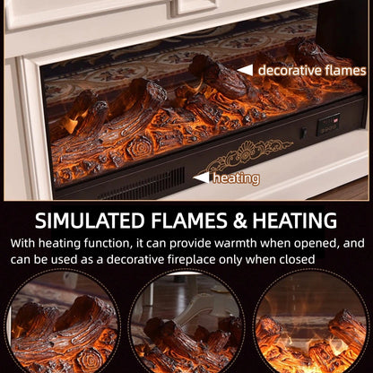 Aihm-Lon Modern Electric Fireplace with Mantel Includes White Polygonal Line 59”