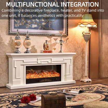 Aihm-Lon Modern Electric Fireplace with Mantel Includes White Polygonal Line 59”