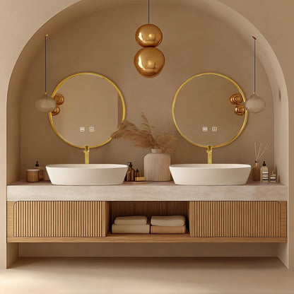 68"Floating Bathroom Vanity with Double Sinks Includes Irregular Mirrors