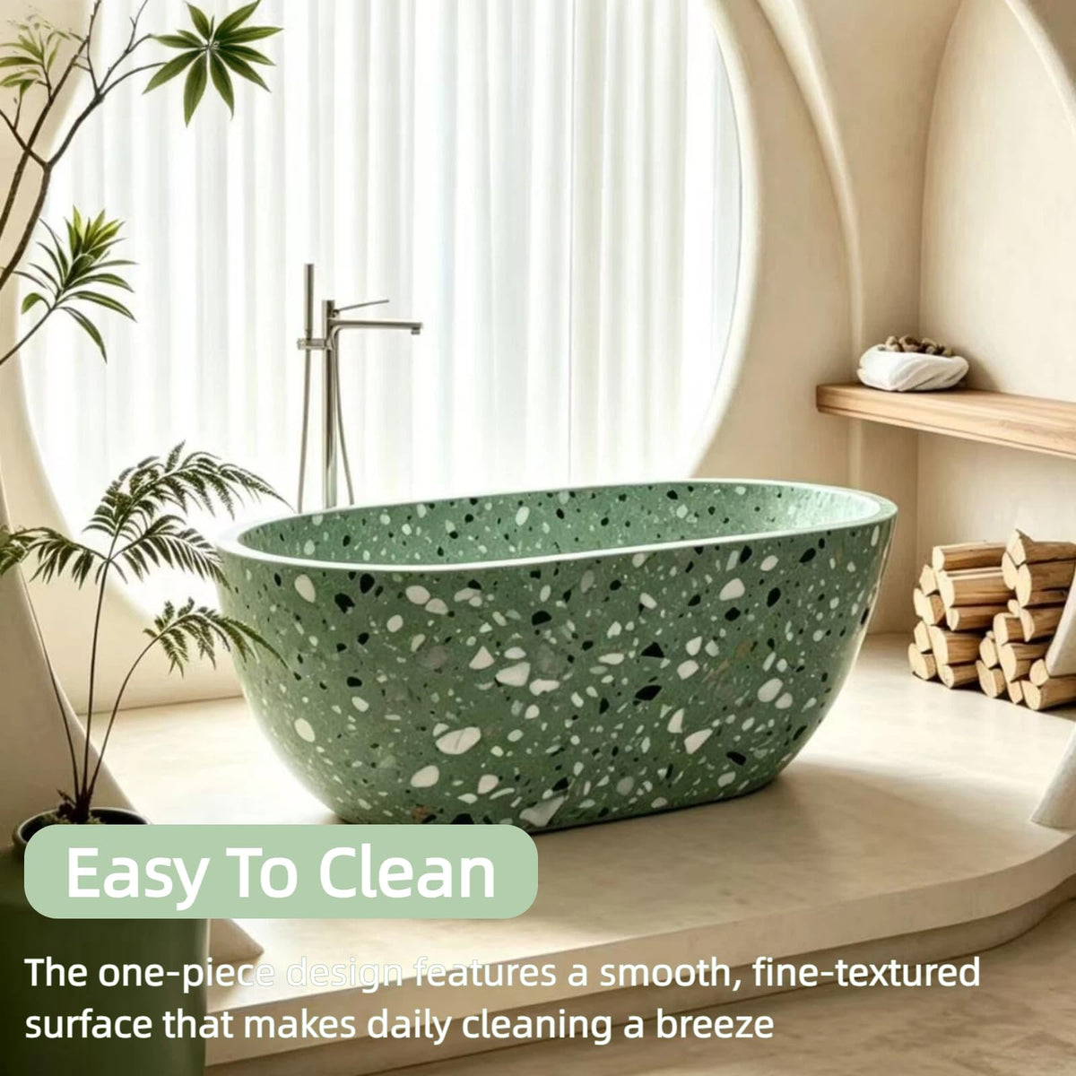 Aihm-Lon Freestanding Bathtubs - Bathtub with Green Oval Design