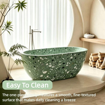 Aihm-Lon Freestanding Bathtubs - Bathtub with Green Oval Design