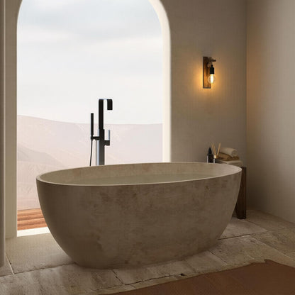 Aihm-Lon Freestanding Bathtubs - Modern Bathtub with Natural Beige Finish
