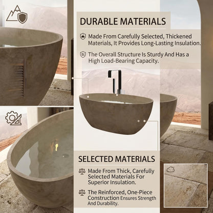 Aihm-Lon Freestanding Bathtubs - Modern Bathtub with Natural Beige Finish