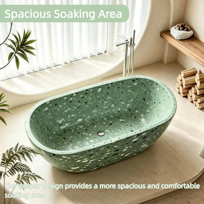 Aihm-Lon Freestanding Bathtubs - Bathtub with Green Oval Design
