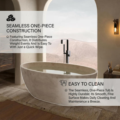 Aihm-Lon Freestanding Bathtubs - Modern Bathtub with Natural Beige Finish