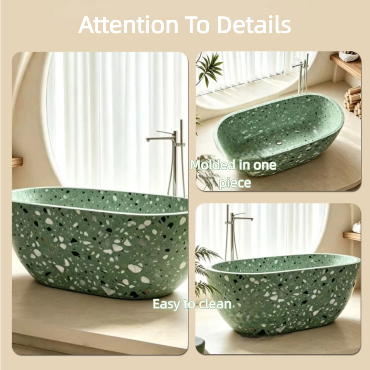 Aihm-Lon Freestanding Bathtubs - Bathtub with Green Oval Design