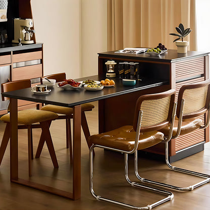 Aihm-Lon Brown Kitchen Island with Extendable Dinning Table 66.92"