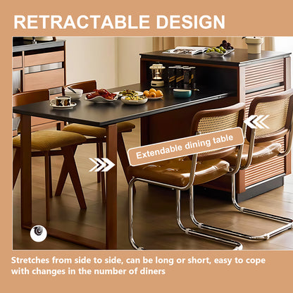 Aihm-Lon Brown Kitchen Island with Extendable Dinning Table 66.92"