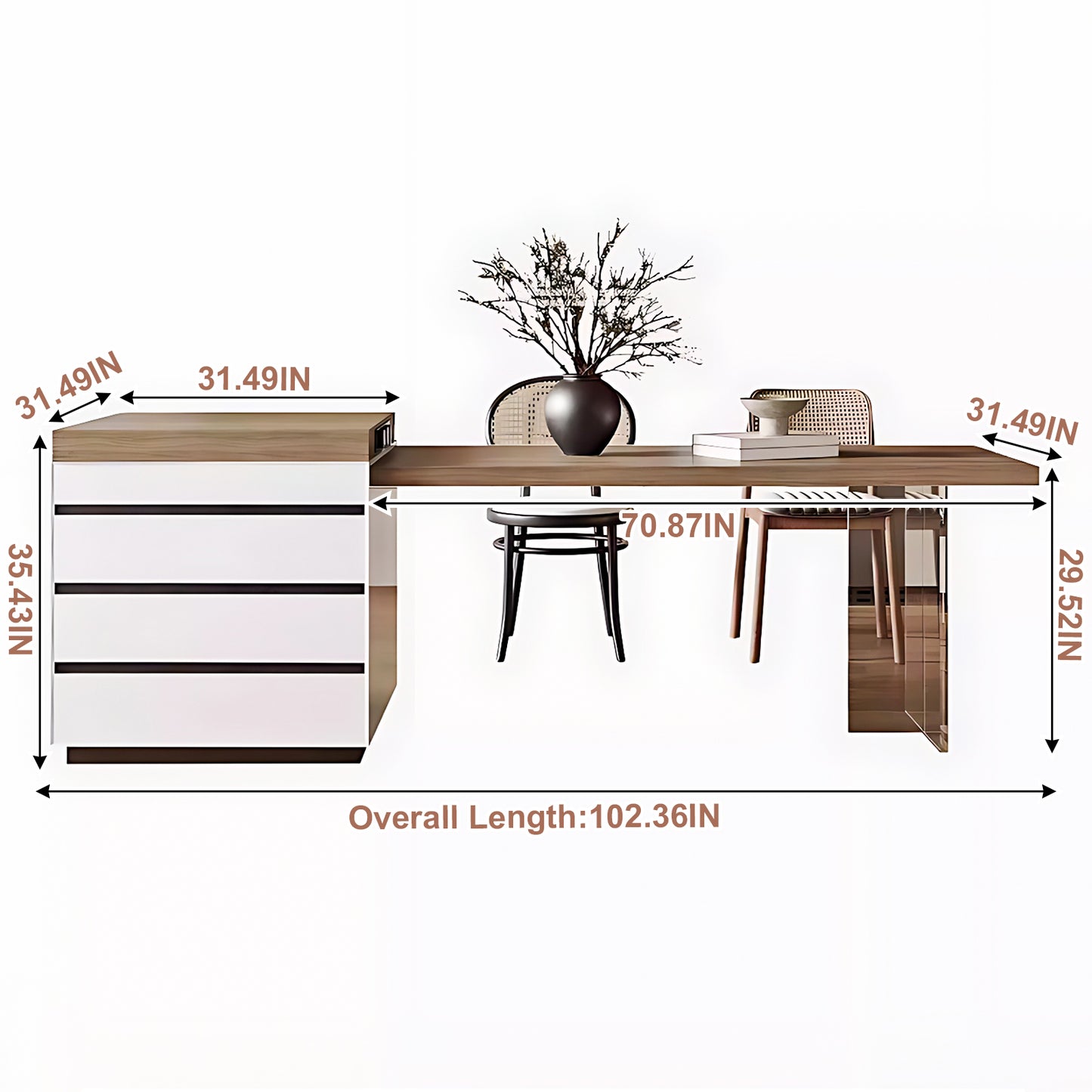 Aihm-Lon Modern Solid Wood Kitchen Island with Extendable Table  94.48"-102.36"