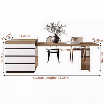 Aihm-Lon Modern Solid Wood Kitchen Island with Extendable Table  94.48"-102.36"