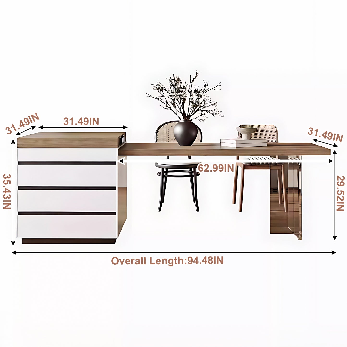 Aihm-Lon Modern Solid Wood Kitchen Island with Extendable Table  94.48"-102.36"