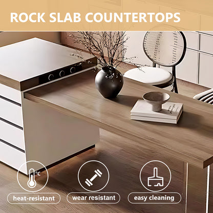 Aihm-Lon Modern Solid Wood Kitchen Island with Extendable Table  94.48"-102.36"