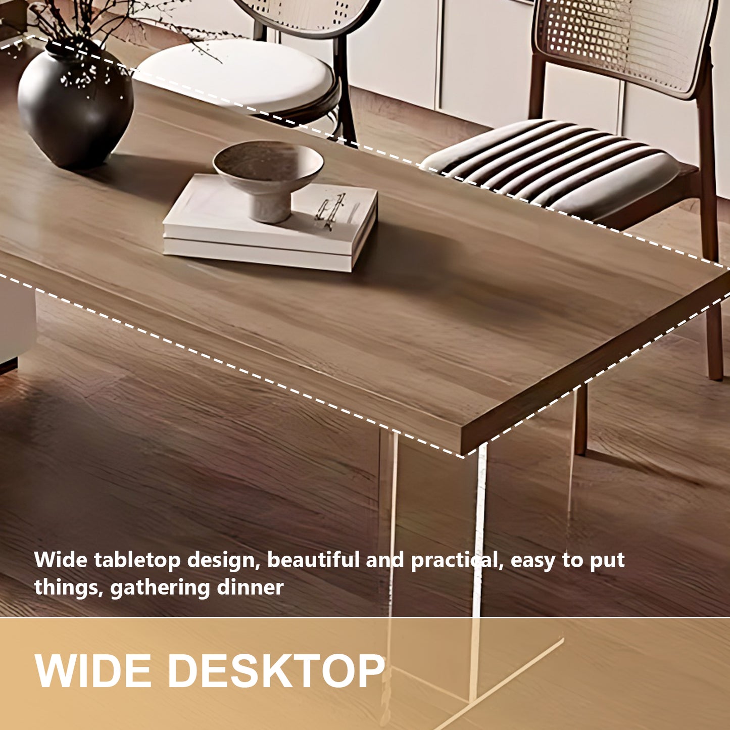 Aihm-Lon Modern Solid Wood Kitchen Island with Extendable Table  94.48"-102.36"