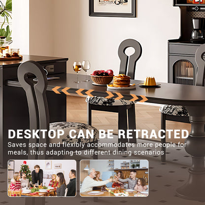 Aihm-Lon Sturdy Extendable Kitchen Island Dining Table 88.58"-96.45"