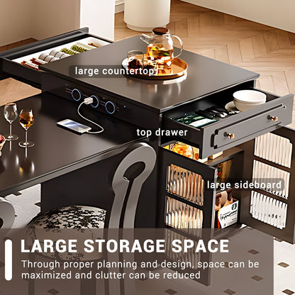 Aihm-Lon Sturdy Extendable Kitchen Island Dining Table 88.58"-96.45"