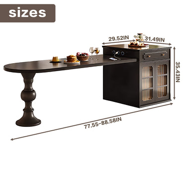 Aihm-Lon Sturdy Extendable Kitchen Island Dining Table 88.58"-96.45"