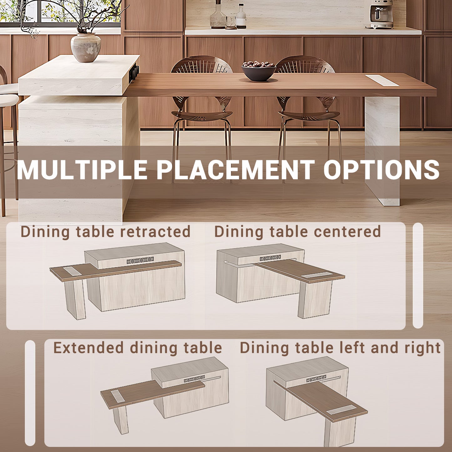 Aihm-Lon Adjustable Extendable Kitchen Island Table 47.24"-70.86"