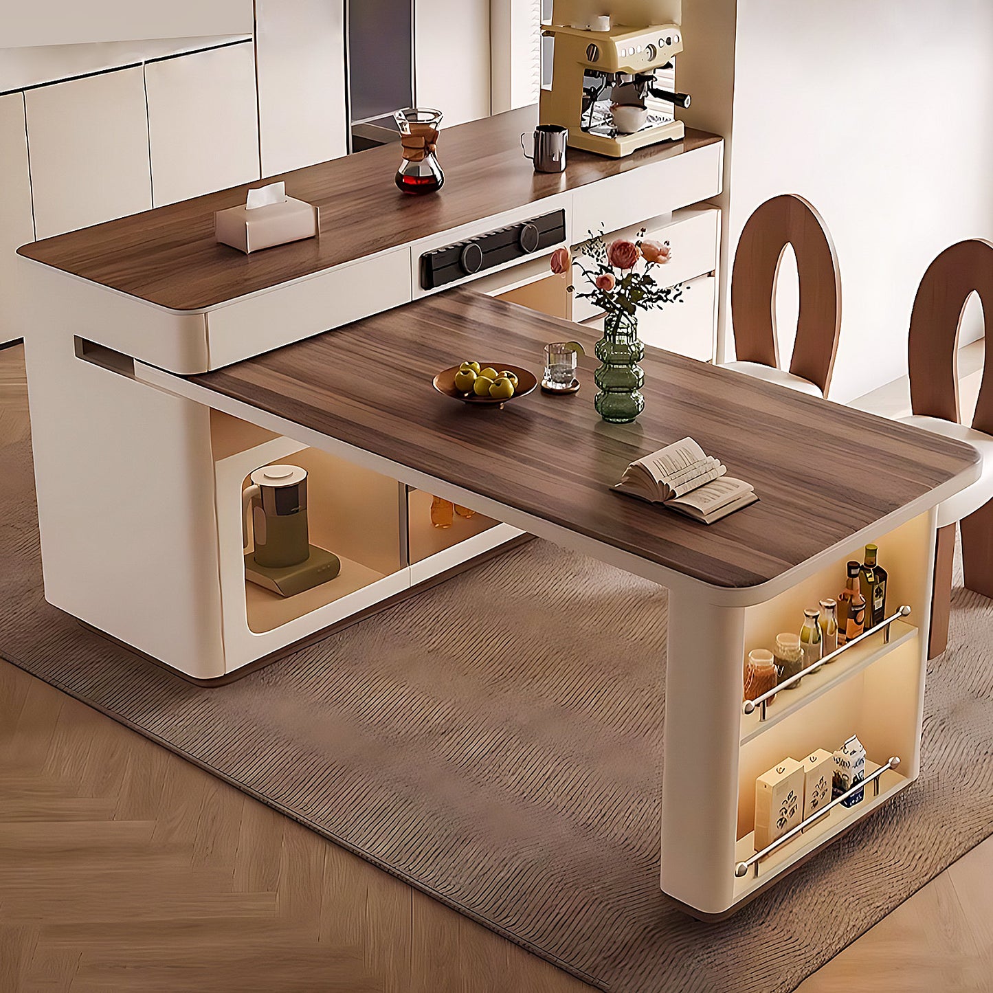 Aihm-Lon Kitchen Island with Adjustable Extendable Table 57.08"-72.83"