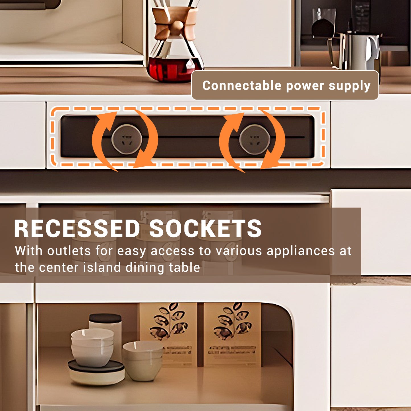 Aihm-Lon Kitchen Island with Adjustable Extendable Table 57.08"-72.83"