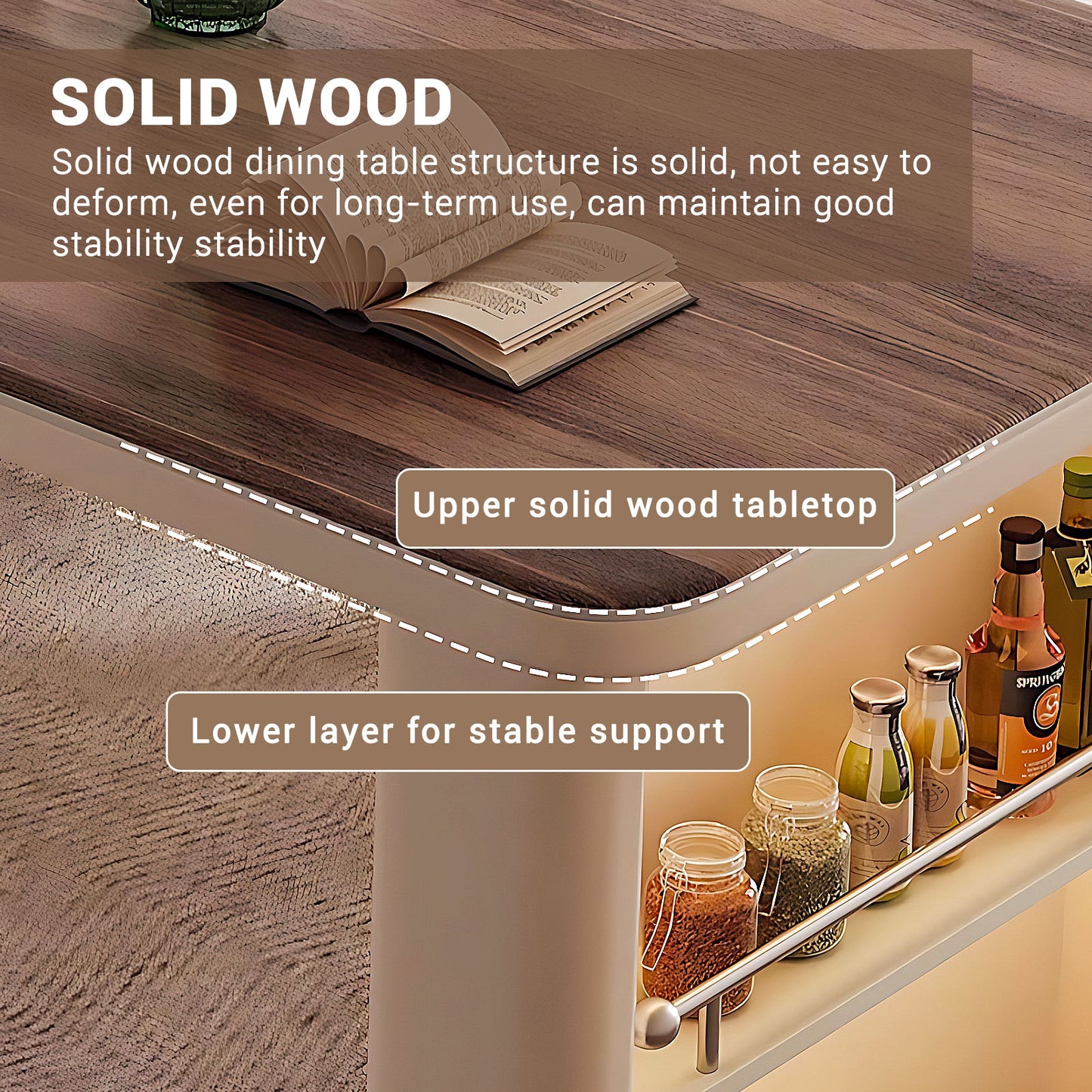 Aihm-Lon Kitchen Island with Adjustable Extendable Table 57.08"-72.83"