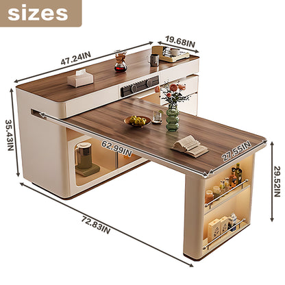 Aihm-Lon Kitchen Island with Adjustable Extendable Table 57.08"-72.83"