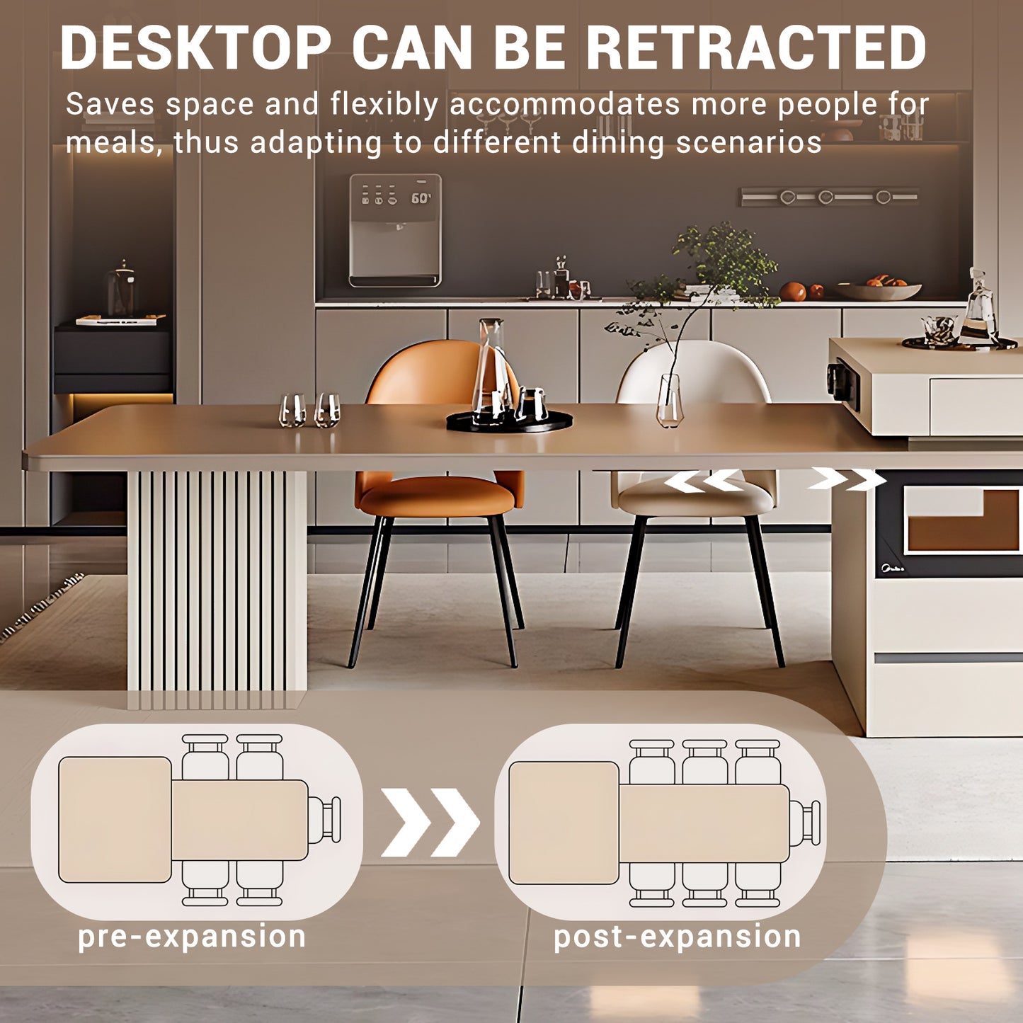 Aihm-Lon Kitchen Island with Extendable Table Pull-Out Open Storage 106.29"