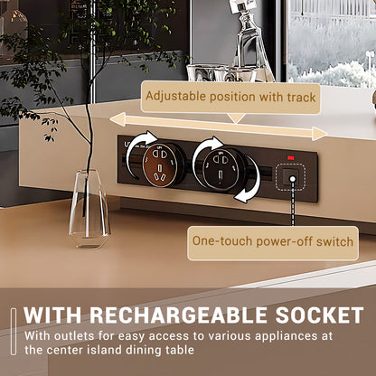 Aihm-Lon Kitchen Island with Extendable Table Pull-Out Open Storage 106.29"