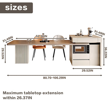 Aihm-Lon Kitchen Island with Extendable Table Pull-Out Open Storage 106.29"