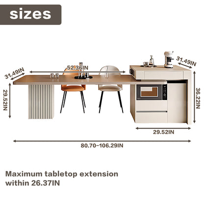 Aihm-Lon Kitchen Island with Extendable Table Pull-Out Open Storage 106.29"
