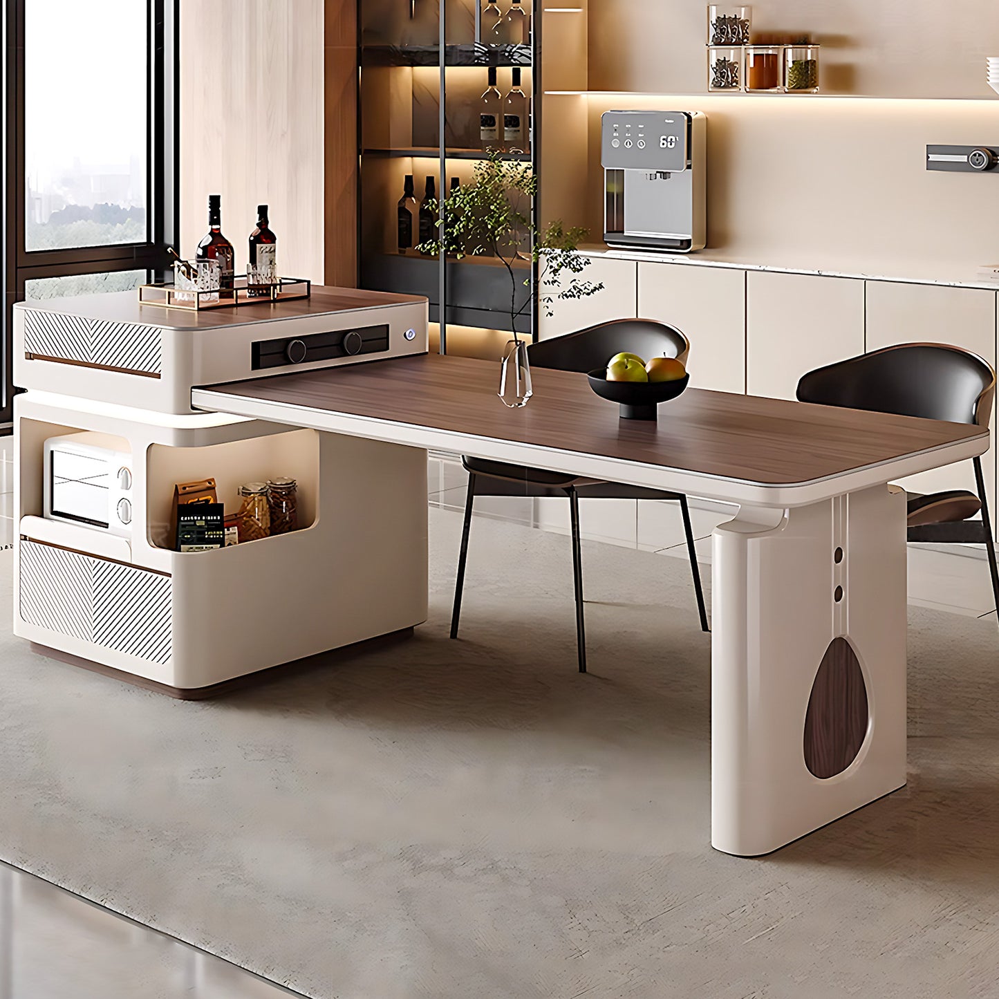 Aihm-Lon Kitchen Island with Extendable Table Open Cabinet 96.45"