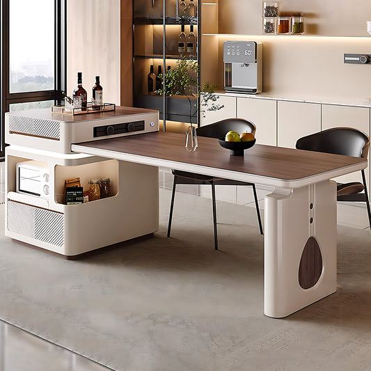 Aihm-Lon Kitchen Island with Extendable Table Open Cabinet 96.45"