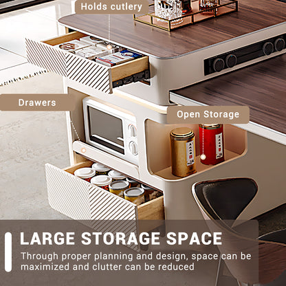 Aihm-Lon Kitchen Island with Extendable Table Open Cabinet 96.45"