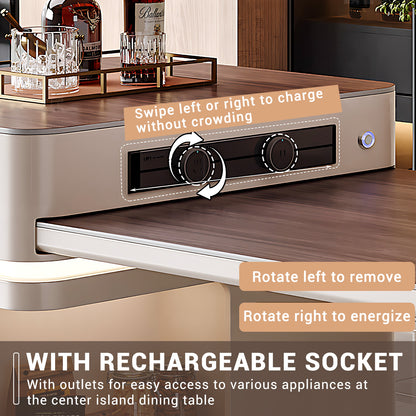 Aihm-Lon Kitchen Island with Extendable Table Open Cabinet 96.45"