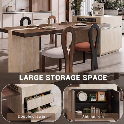 Aihm-Lon Minimalist Kitchen Island with Extendable Table 85.82"-101.57"