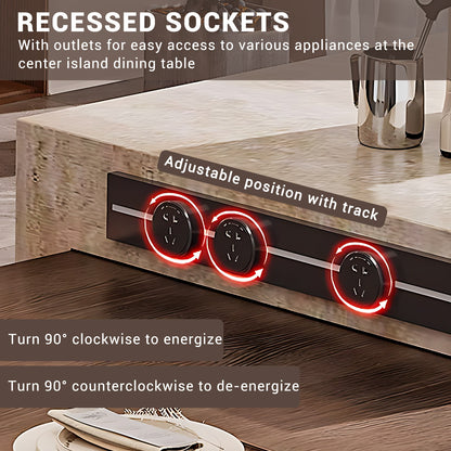 Aihm-Lon Minimalist Kitchen Island with Extendable Table 85.82"-101.57"