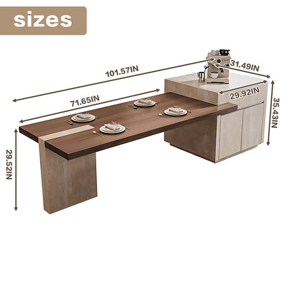 Aihm-Lon Minimalist Kitchen Island with Extendable Table 85.82"-101.57"
