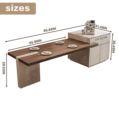 Aihm-Lon Minimalist Kitchen Island with Extendable Table 85.82"-101.57"