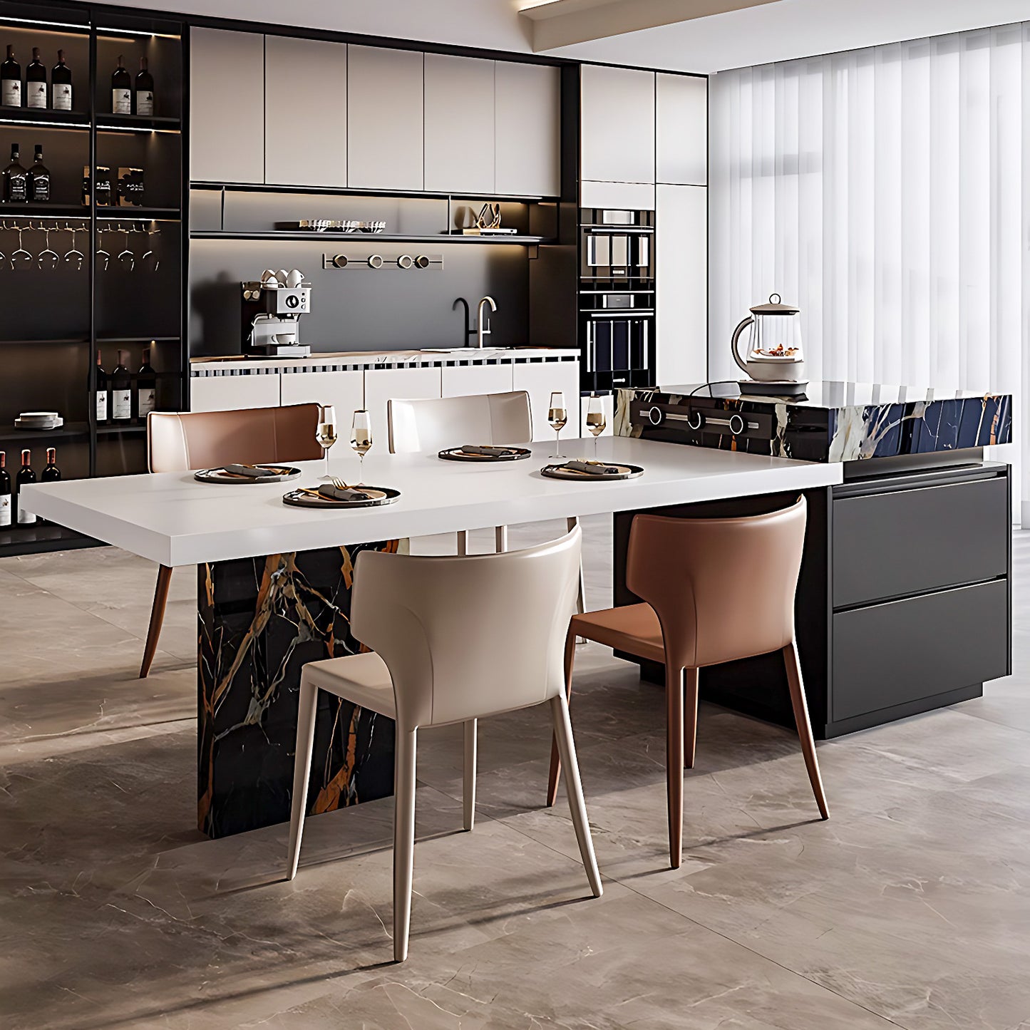 Aihm-Lon Large Kitchen Island with Extendable Dinning Table 85.03"-100.78"