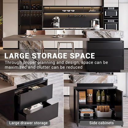 Aihm-Lon Large Kitchen Island with Extendable Dinning Table 85.03"-100.78"