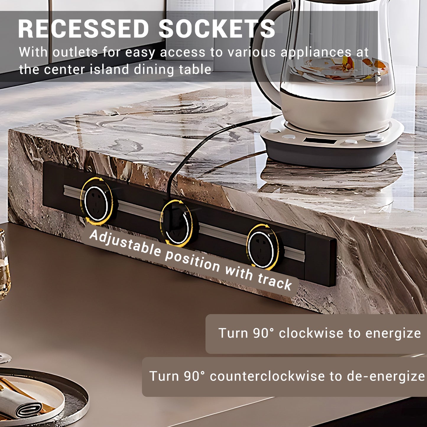 Aihm-Lon Large Kitchen Island with Extendable Dinning Table 85.03"-100.78"