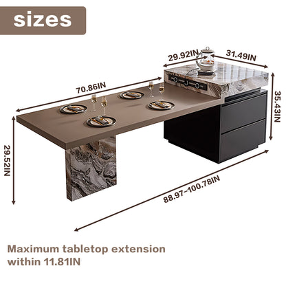 Aihm-Lon Large Kitchen Island with Extendable Dinning Table 85.03"-100.78"