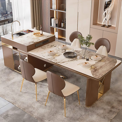 Aihm-Lon Kitchen Island with Extendable Table Side Storage Cabinet  66.92"-82.67"