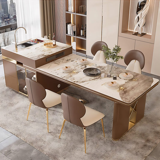 Aihm-Lon Kitchen Island with Extendable Table Side Storage Cabinet  66.92"-82.67"