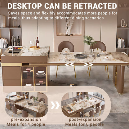 Aihm-Lon Kitchen Island with Extendable Table Side Storage Cabinet  66.92"-82.67"