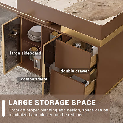 Aihm-Lon Kitchen Island with Extendable Table Side Storage Cabinet  66.92"-82.67"