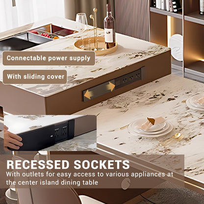 Aihm-Lon Kitchen Island with Extendable Table Side Storage Cabinet  66.92"-82.67"