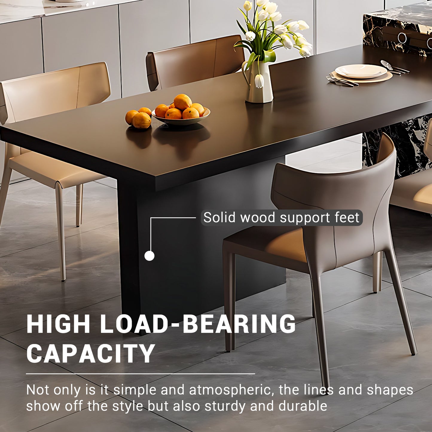 Aihm-Lon Black and White Kitchen Island with Extendable Table 93.7"-109.44"