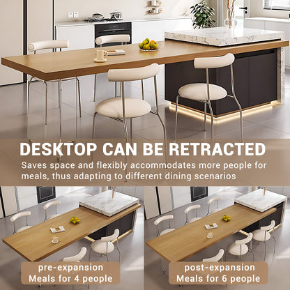 Aihm-Lon Kitchen Island with Extendable Dinning Table with Wheels 85.82"-101.57"